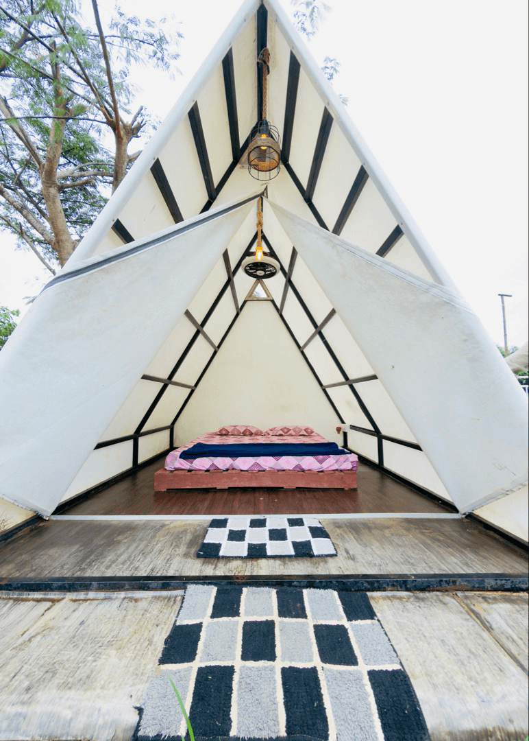 Glamping triangle exterior view