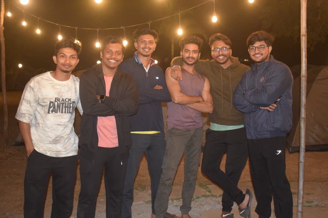 Campingsthan tent setup at sunset