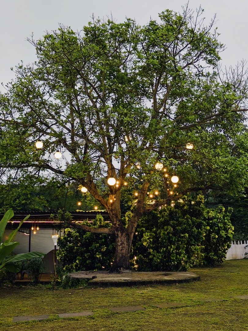 Campingsthan tent setup at sunset